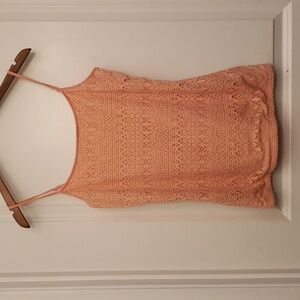 Loft Outlet Peach Cami Tank Top Front Lace Overlay Size Medium